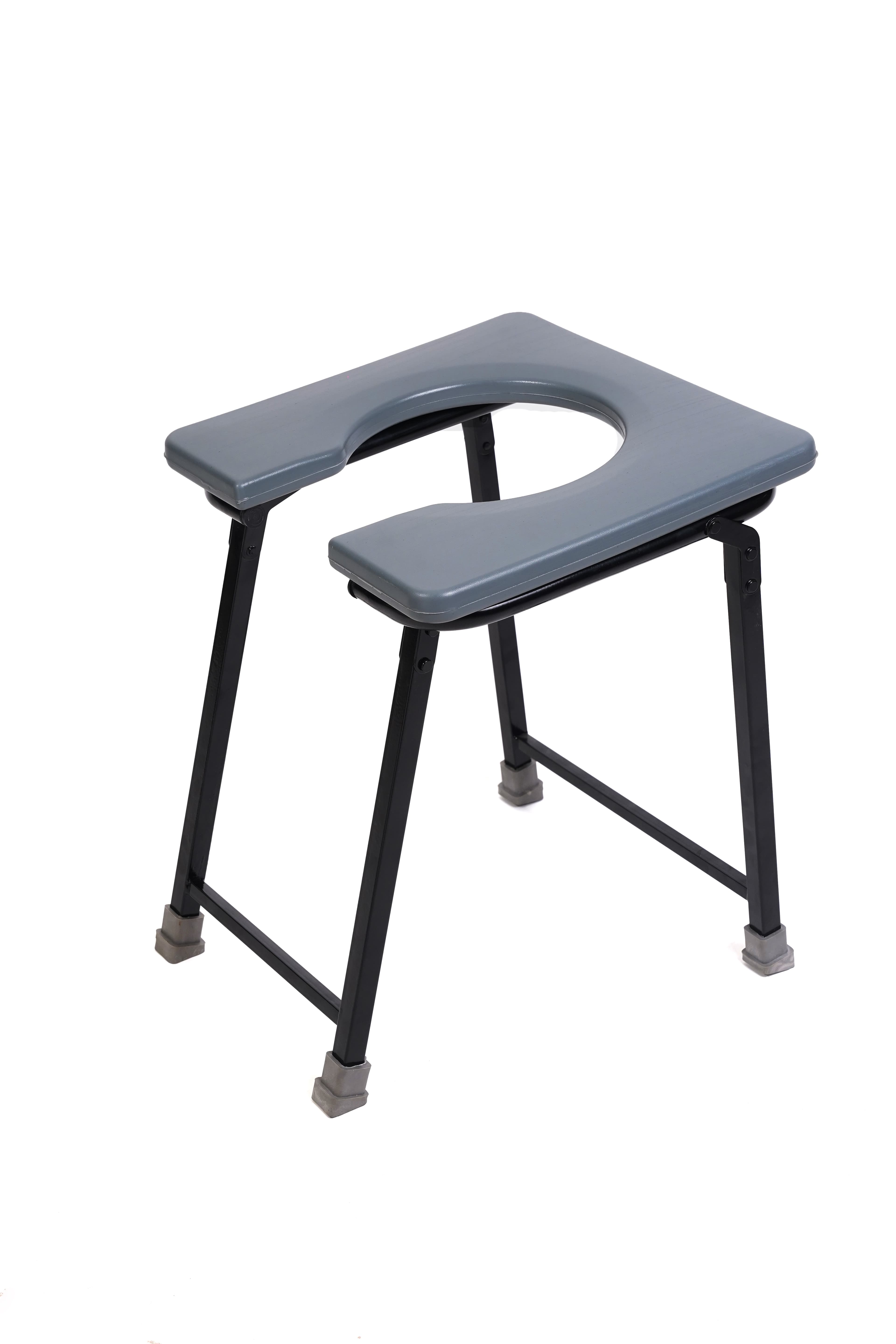 Mild Steel Folding Shower Commode Stool - Mobile Toilet Seat for Elderly, Disabled, Pregnant Women